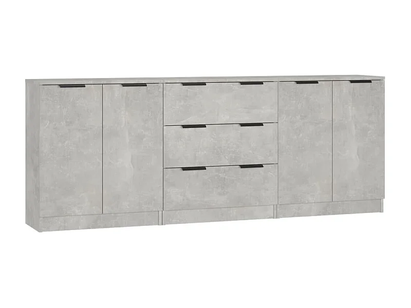 Credenza buffet cassettiera mobile contenitore organizer cucina soggiorno soggiorni 3 pz derivati ​​del legno grigio 02_0037131