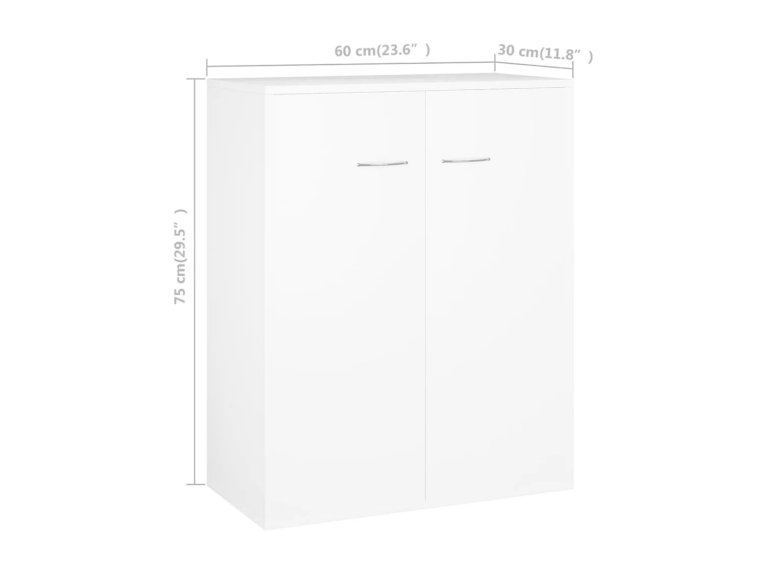 Aparador buffet cómoda mueble almacenaje organizador cocina salón salón 60 x 30 x 75 cm madera contrachapada blanco 02_0030337