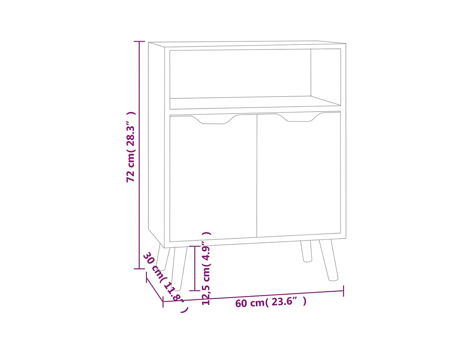 Aparador buffet cómoda mueble mueble de almacenaje organizador cocina salón salón 60 x 30 x 72 cm madera contrachapada marrón 02_0030962