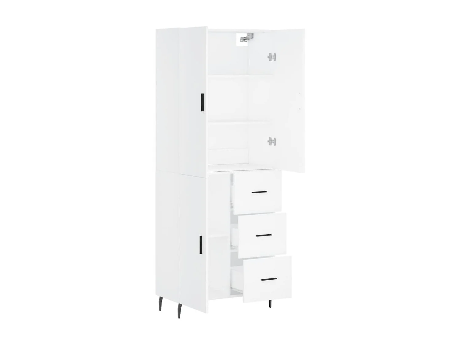 Credenza buffet cassettiera mobile contenitore organizer cucina soggiorno soggiorno alto 69,5 x 34 x 180 cm derivati ​​del legno bianco 02_0032588