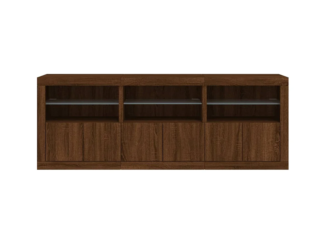 Aparador buffet cómoda armario mueble organizador cocina salón salón con luces LED 181,5 x 37 x 67 cm marrón 02_0029912