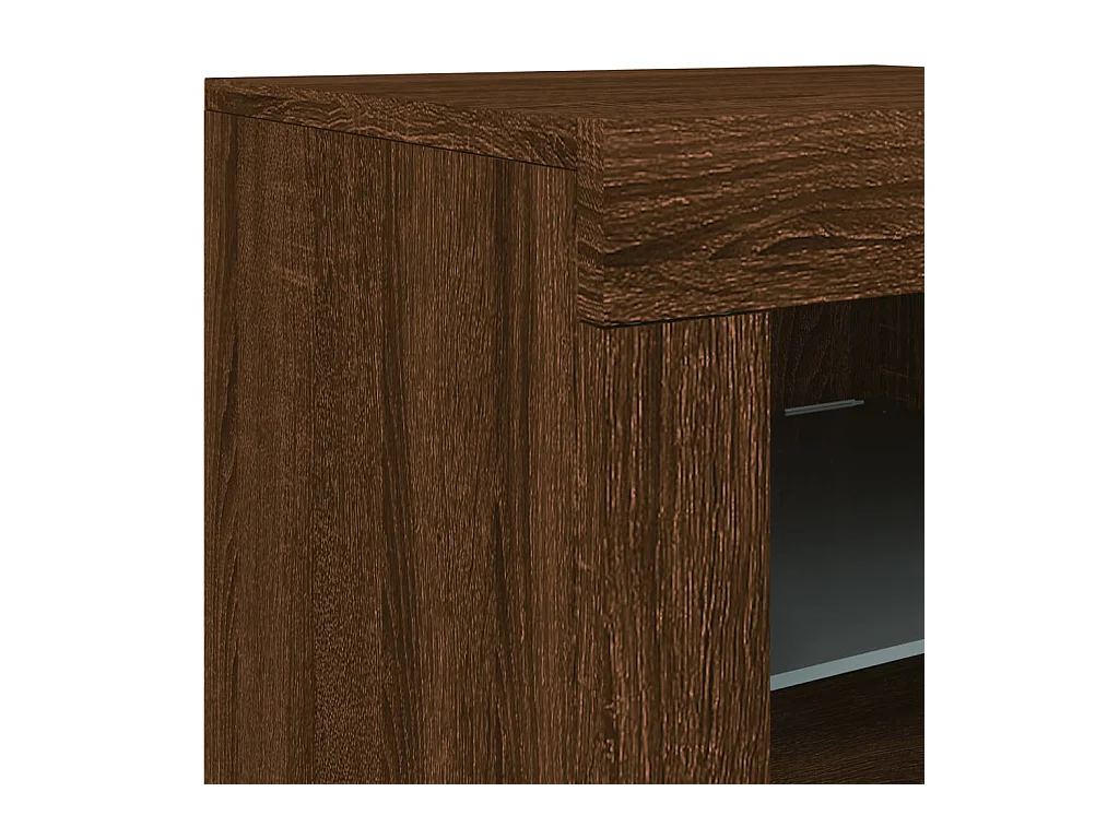 Aparador buffet cómoda armario mueble organizador cocina salón salón con luces LED 181,5 x 37 x 67 cm marrón 02_0029912