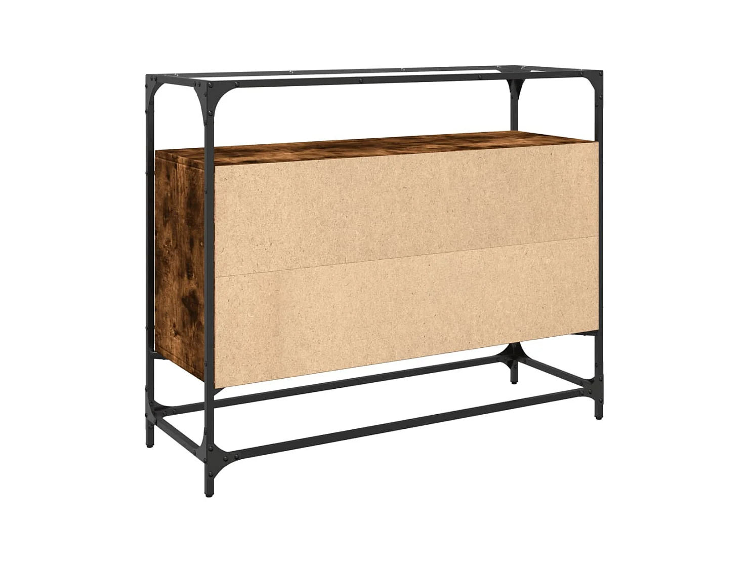 Aparador Aparador Cómoda Gabinete Unidad de Almacenamiento Organizador Cocina Sala de Estar con Tapa de Vidrio Madera de Ingeniería Marrón 02_0029764