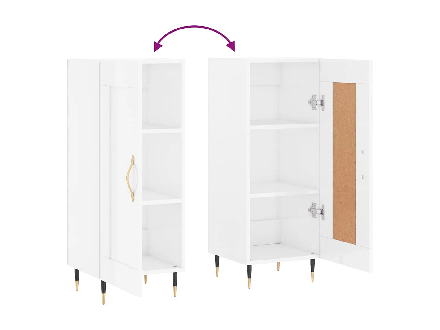 Credenza buffet cassettiera mobile contenitore organizer cucina soggiorno lucido 34,5 x 34 x 90 cm derivati ​​del legno bianco 02_0030591