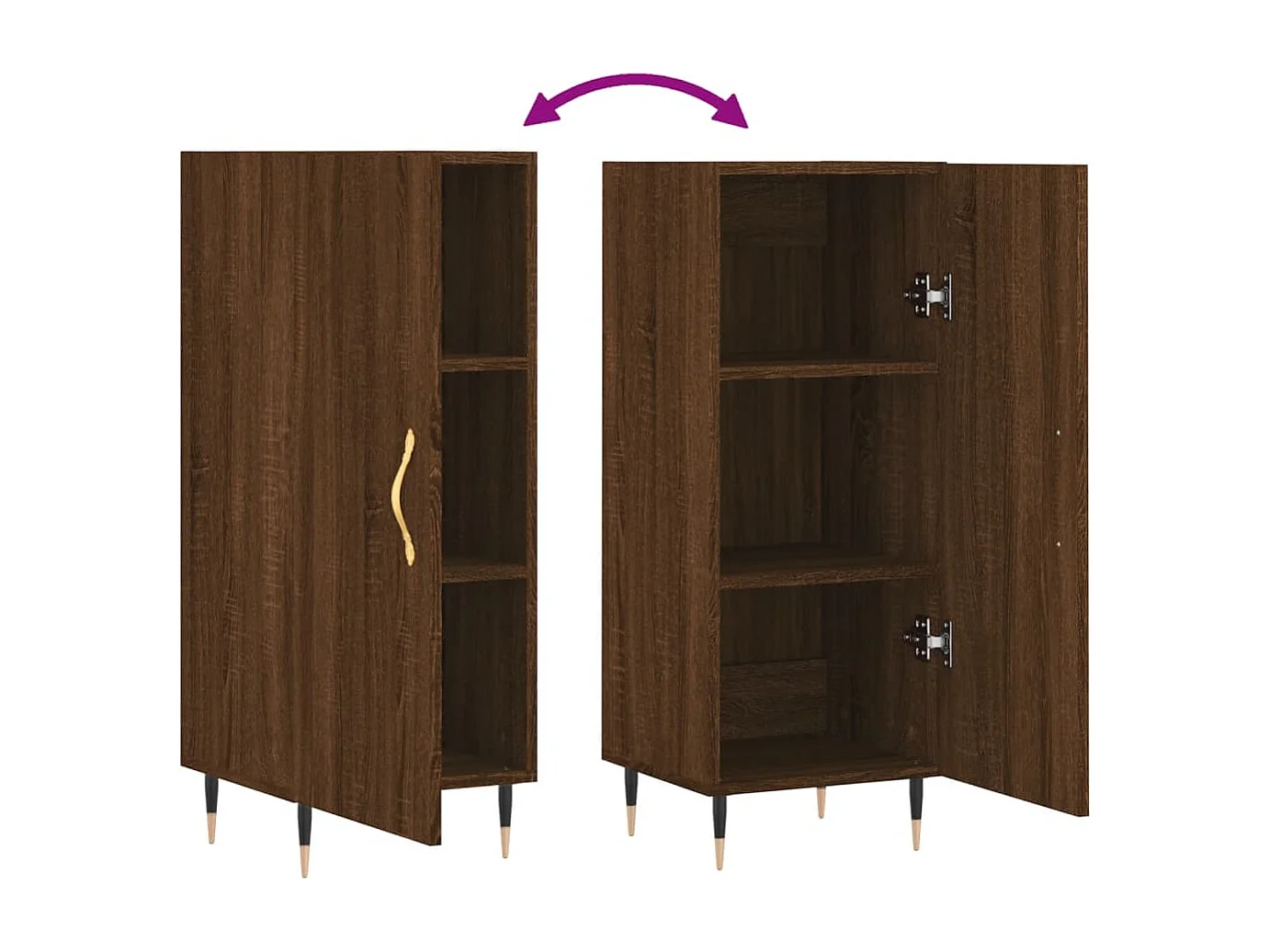 Aparador buffet cómoda mueble mueble de almacenaje organizador cocina salón salón 34,5 x 34 x 90 cm madera contrachapada marrón 02_0031218