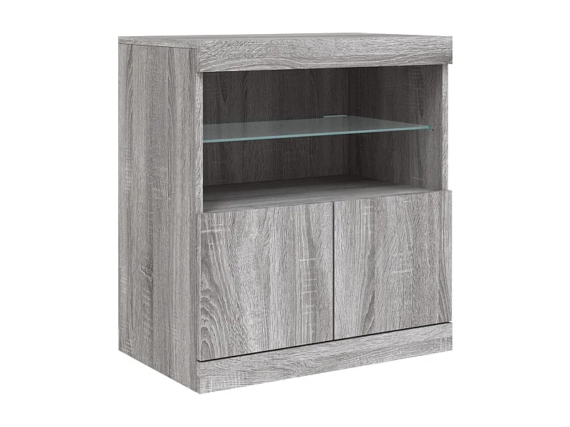 Credenza buffet cassettiera mobile contenitore organizer cucina soggiorno soggiorno con luci a LED Sonoma 60 x 37 x 67 cm grigio 02_0030080