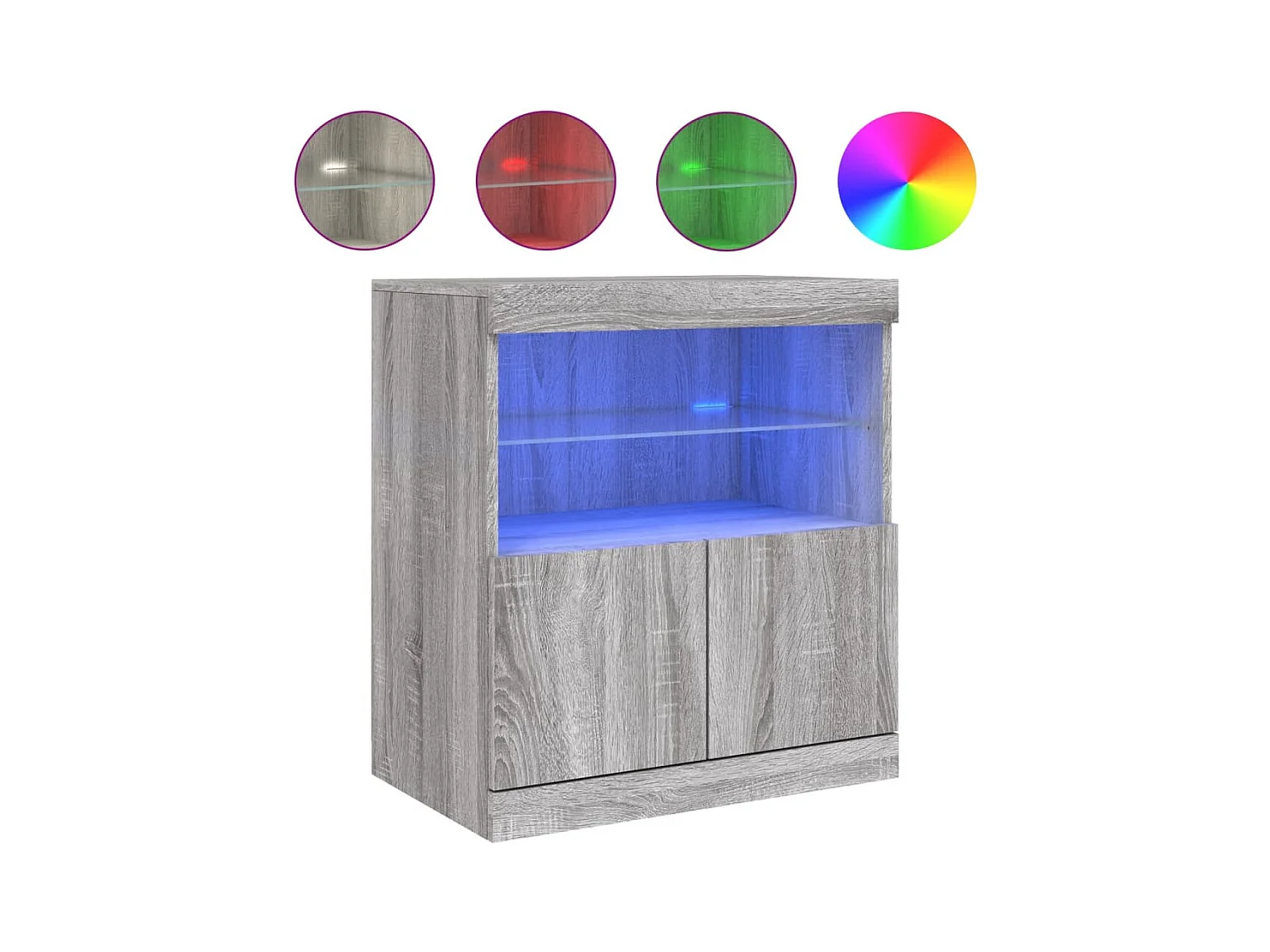 Credenza buffet cassettiera mobile contenitore organizer cucina soggiorno soggiorno con luci a LED Sonoma 60 x 37 x 67 cm grigio 02_0030080