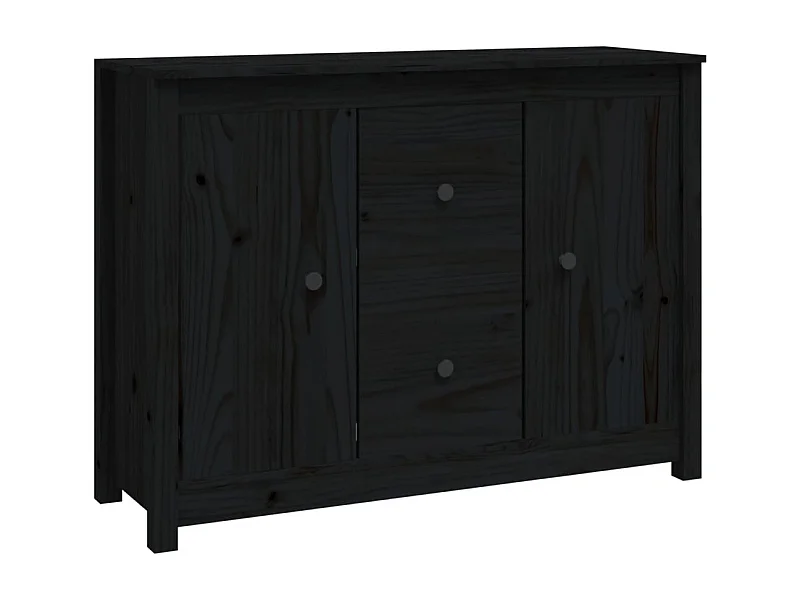 Buffet aparador cômoda armário organizador de unidade cozinha sala de estar 100 x 35 x 74 cm madeira maciça de pinho preto 02_0035792