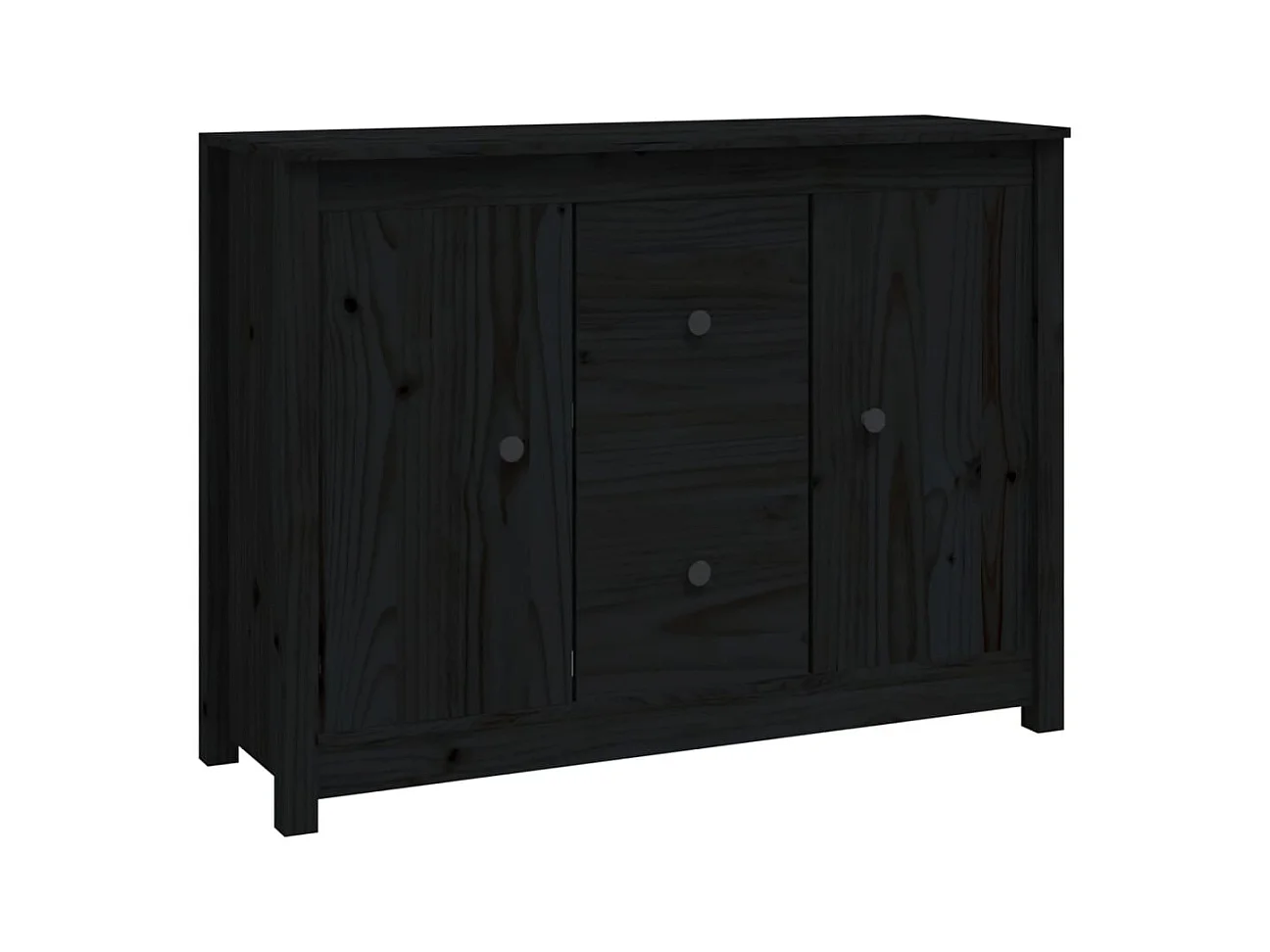 Buffet aparador cômoda armário organizador de unidade cozinha sala de estar 100 x 35 x 74 cm madeira maciça de pinho preto 02_0035792