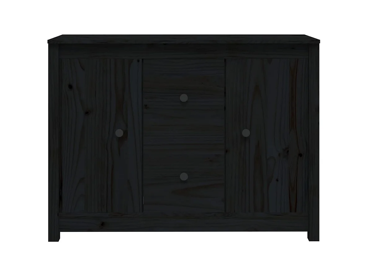 Buffet aparador cômoda armário organizador de unidade cozinha sala de estar 100 x 35 x 74 cm madeira maciça de pinho preto 02_0035792