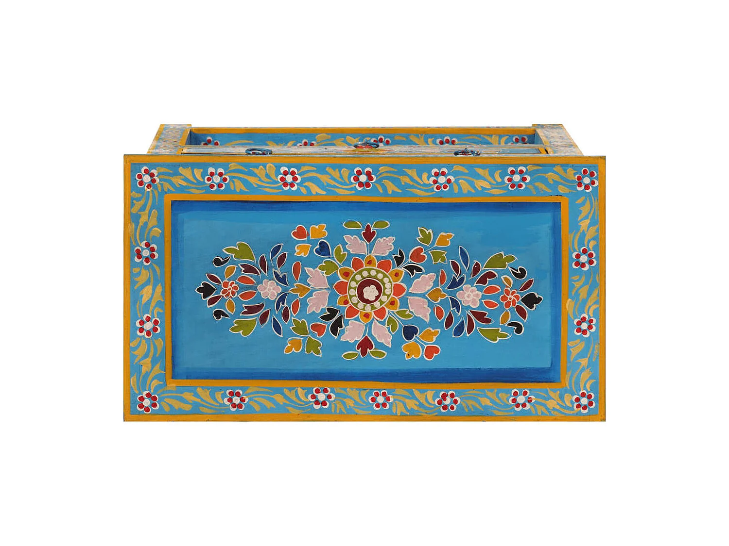 Aparador buffet cómoda armario mueble organizador cocina salón salón turquesa 55 x 30 x 76 cm madera maciza de mango multicolor 02_0036562