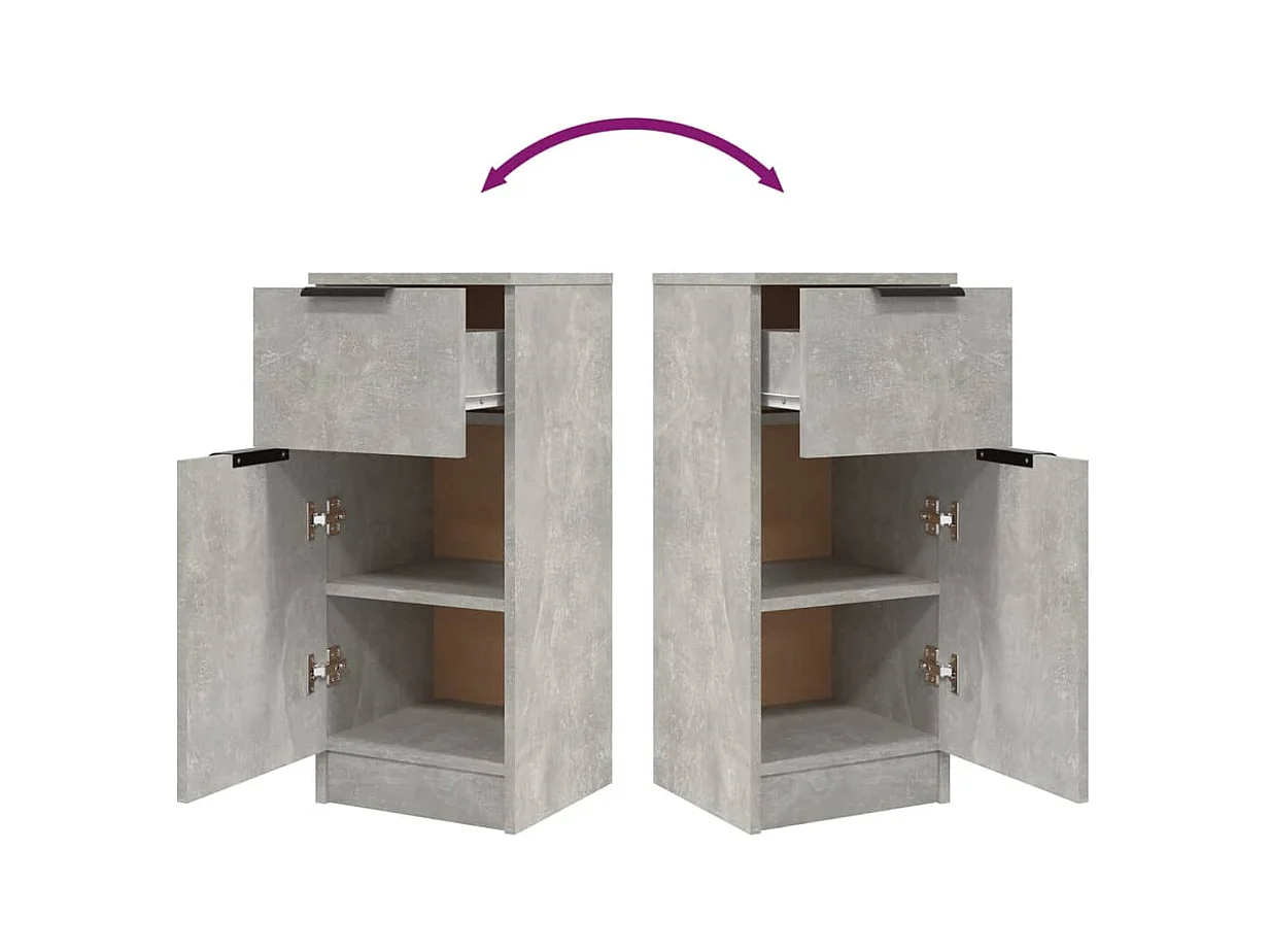 Buffet aparador cômoda armário unidade de armazenamento organizador cozinha sala salas conjunto de 2 30 x 30 x 70 cm madeira trabalhada cinza 02_0036844