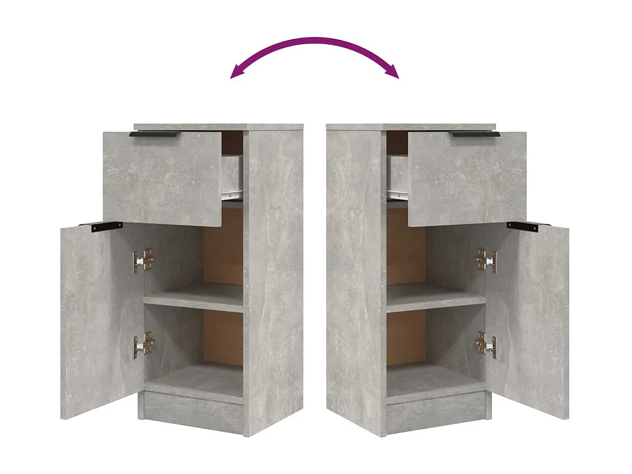 Buffet aparador cômoda armário unidade de armazenamento organizador cozinha sala salas conjunto de 2 30 x 30 x 70 cm madeira trabalhada cinza 02_0036844