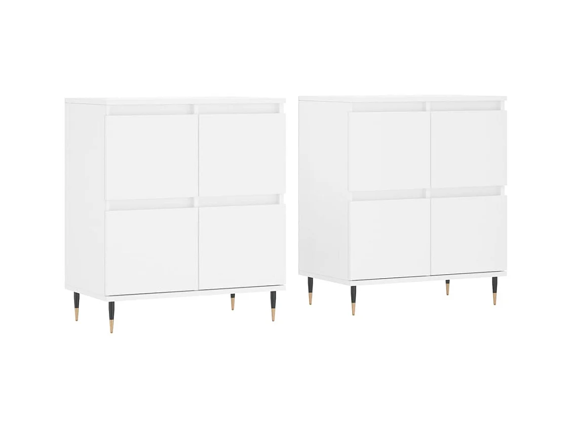 Credenza buffet cassettiera mobile contenitore organizer cucina soggiorno soggiorni set da 2 pannelli in derivati ​​del legno bianco 02_0036698