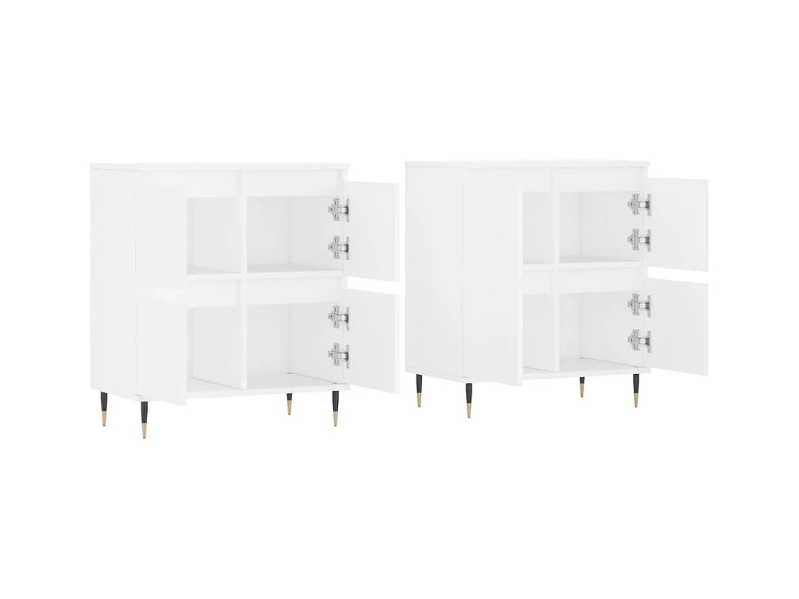 Credenza buffet cassettiera mobile contenitore organizer cucina soggiorno soggiorni set da 2 pannelli in derivati ​​del legno bianco 02_0036698