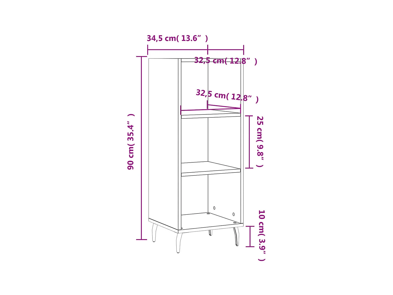 bahut commode armoire bois blanche 34.5 x 32.5 x 90 cm 02_0030583