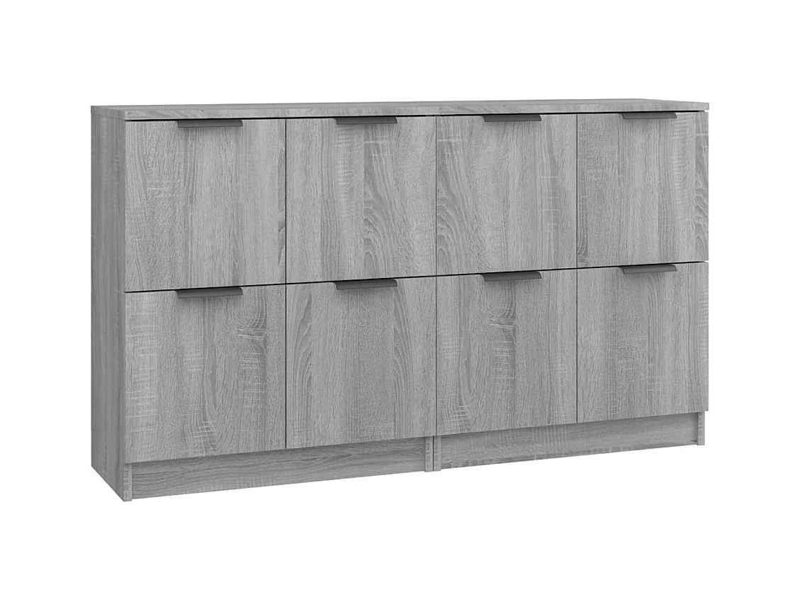 Credenza buffet cassettiera mobile contenitore organizer cucina soggiorno soggiorni set da 2 sonoma 60 x 30 x 70 cm pannelli in derivati ​​grigio 02_0036954
