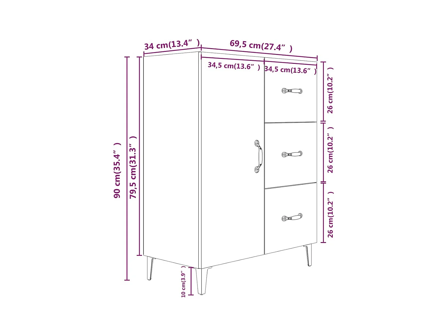 bahut commode armoire bois marron 69.5 x 34 x 90 cm 02_0031655