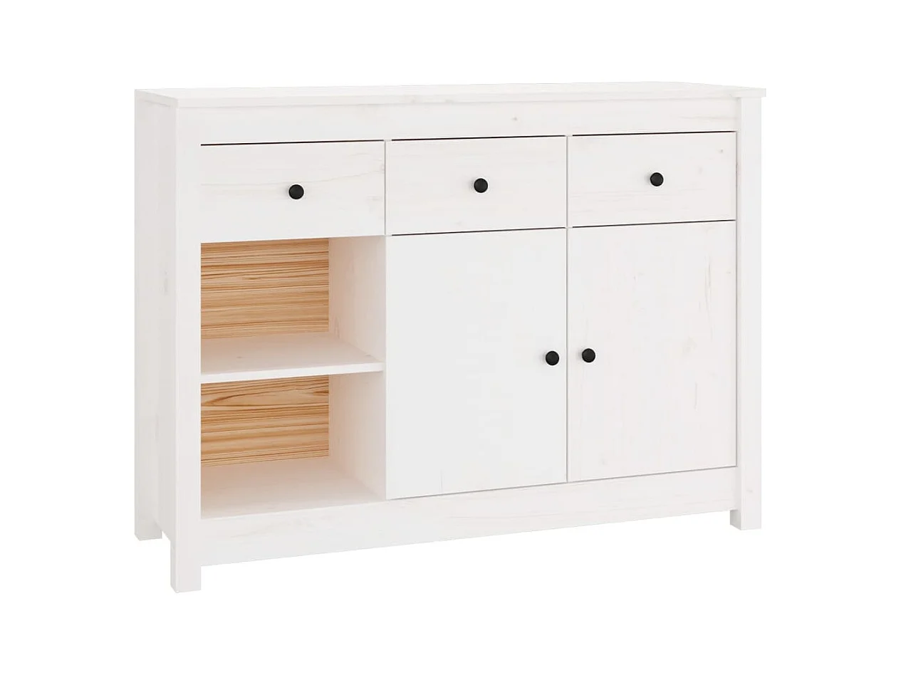 Credenza buffet cassettiera mobile contenitore organizer cucina soggiorno soggiorno 100 x 35 x 74 cm legno massello di pino bianco 02_0030154