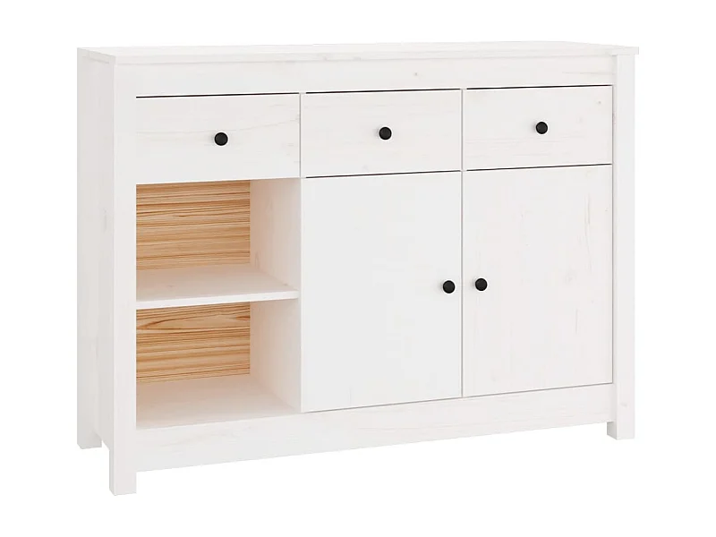 Aparador Buffet Cómoda Armario Unidad de Almacenamiento Organizador Cocina Salón Salón 100 x 35 x 74 cm Madera Maciza de Pino Blanco 02_0030154