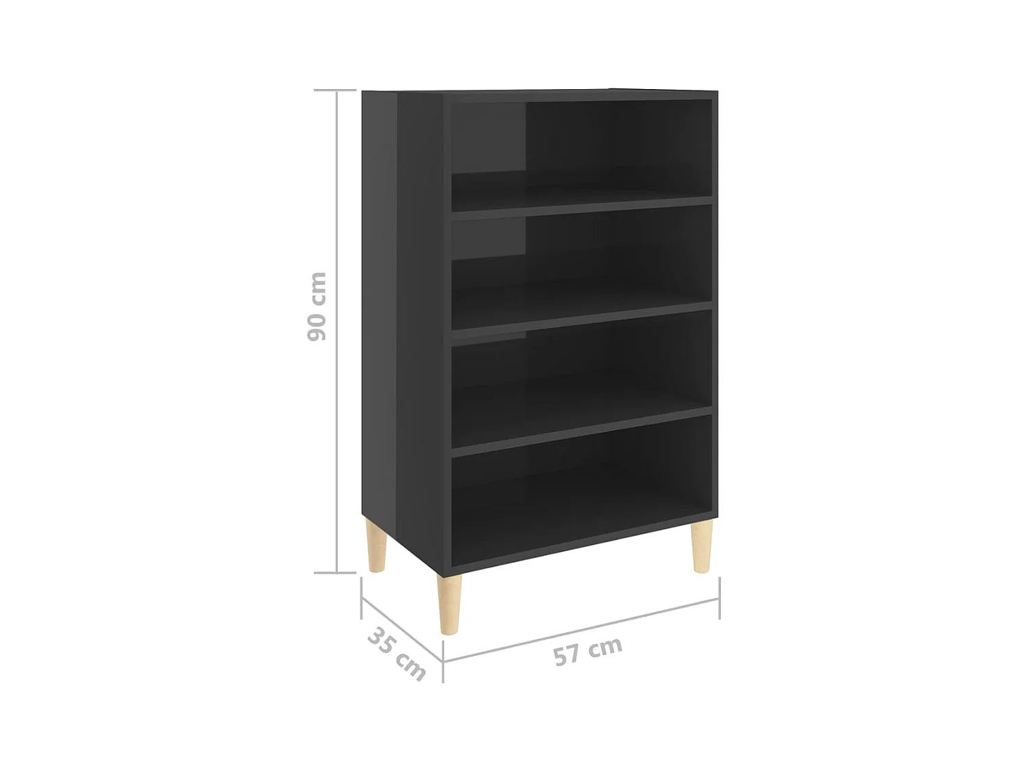 Aparador cómoda cómoda armario mueble organizador cocina salón brillante 57 x 35 x 90 cm madera contrachapada gris 02_0031819