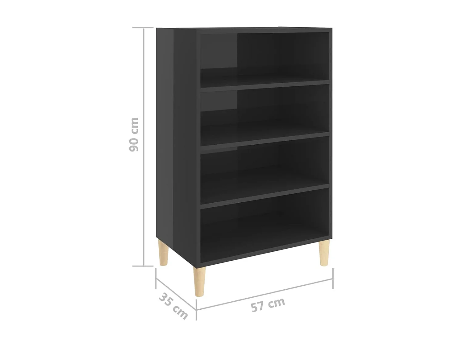 Credenza cassettiera cassettiera mobile contenitore organizer cucina soggiorno lucido 57 x 35 x 90 cm derivati ​​del legno grigio 02_0031819