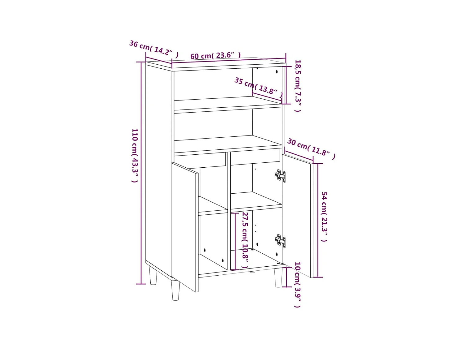 bahut commode armoire bois marron 60 x 36 x 110 cm 02_0033374