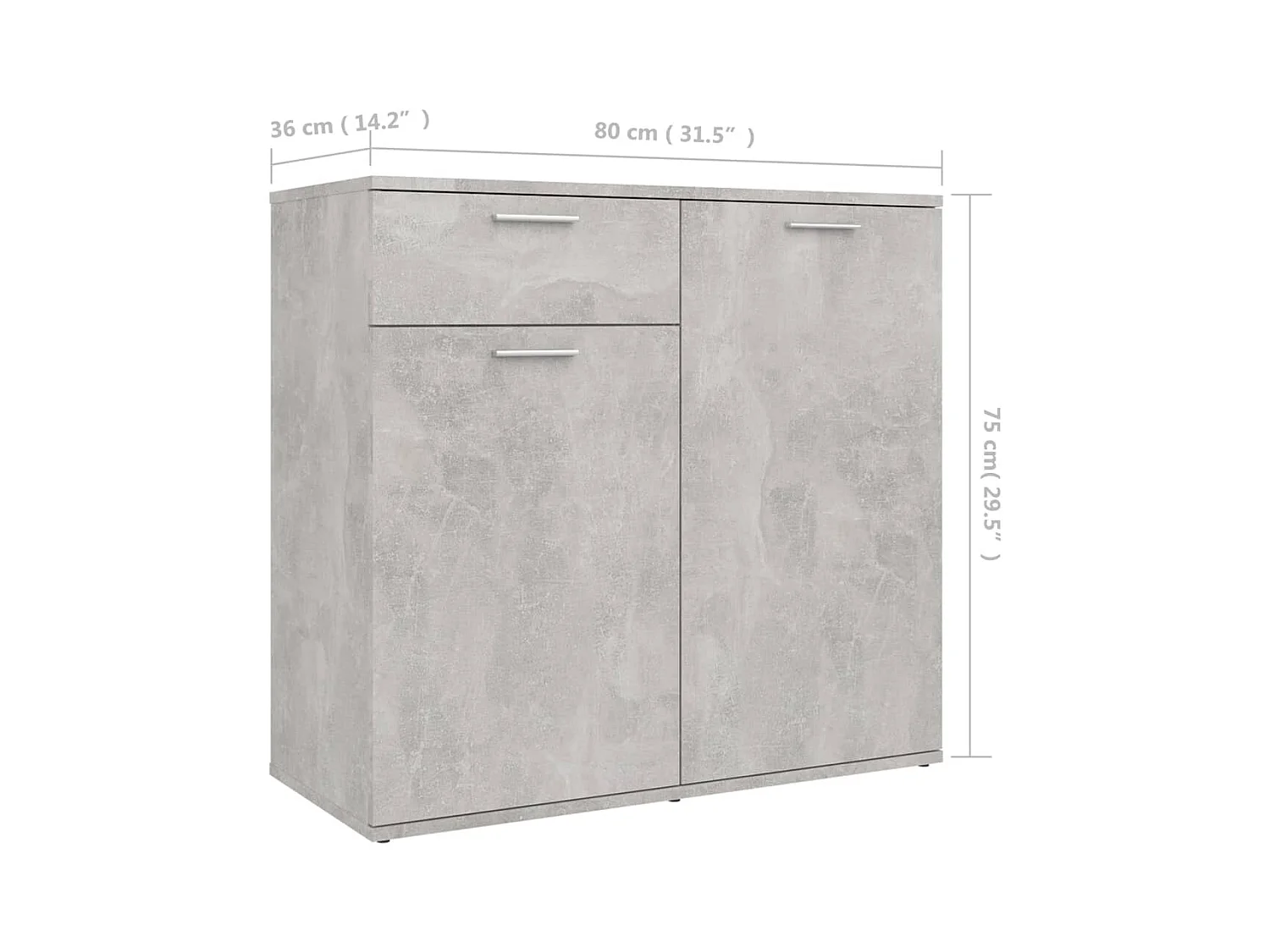 Buffet aparador cômoda armário unidade de armazenamento organizador cozinha sala sala 80 x 36 x 75 cm madeira trabalhada cinza 02_0032105