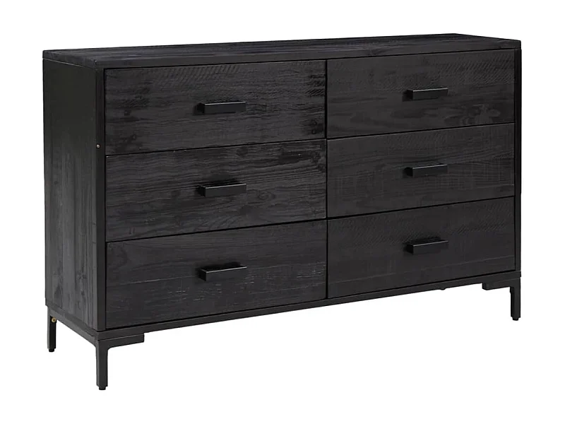 Credenza buffet cassettiera mobile contenitore organizer cucina soggiorno soggiorno 110 x 35 x 70 cm legno di pino massiccio nero 02_0035842