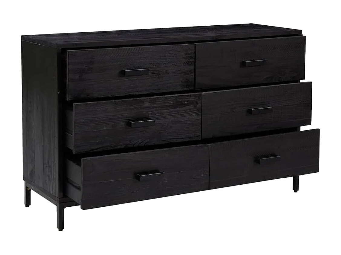 Aparador cómoda cómoda armario mueble organizador cocina salón salón 110 x 35 x 70 cm madera maciza de pino negro 02_0035842