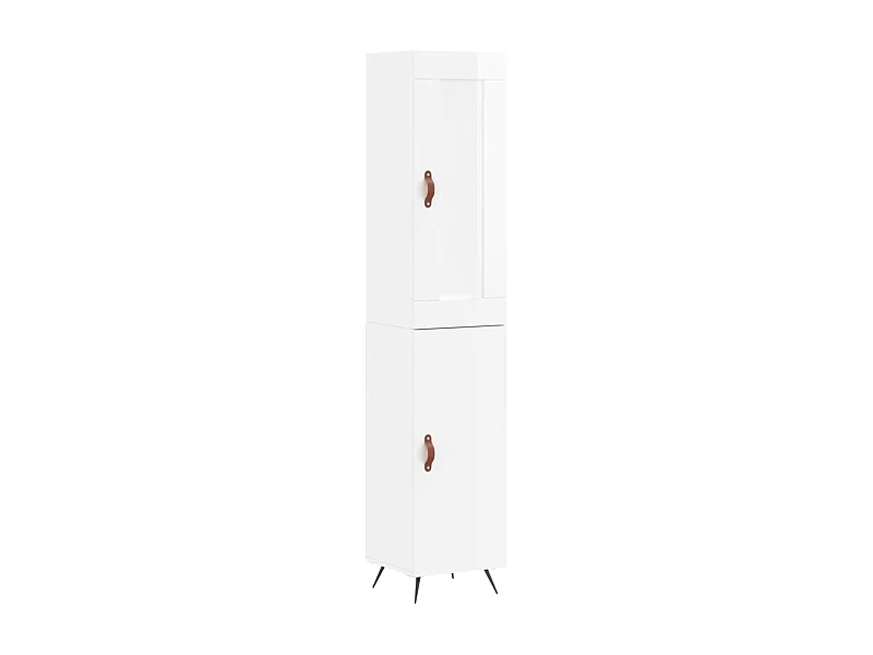 Aparador cómoda cómoda armario mueble organizador cocina salón salón alto brillo 34,5 x 34 x 180 cm madera contrachapada blanco 02_0032840