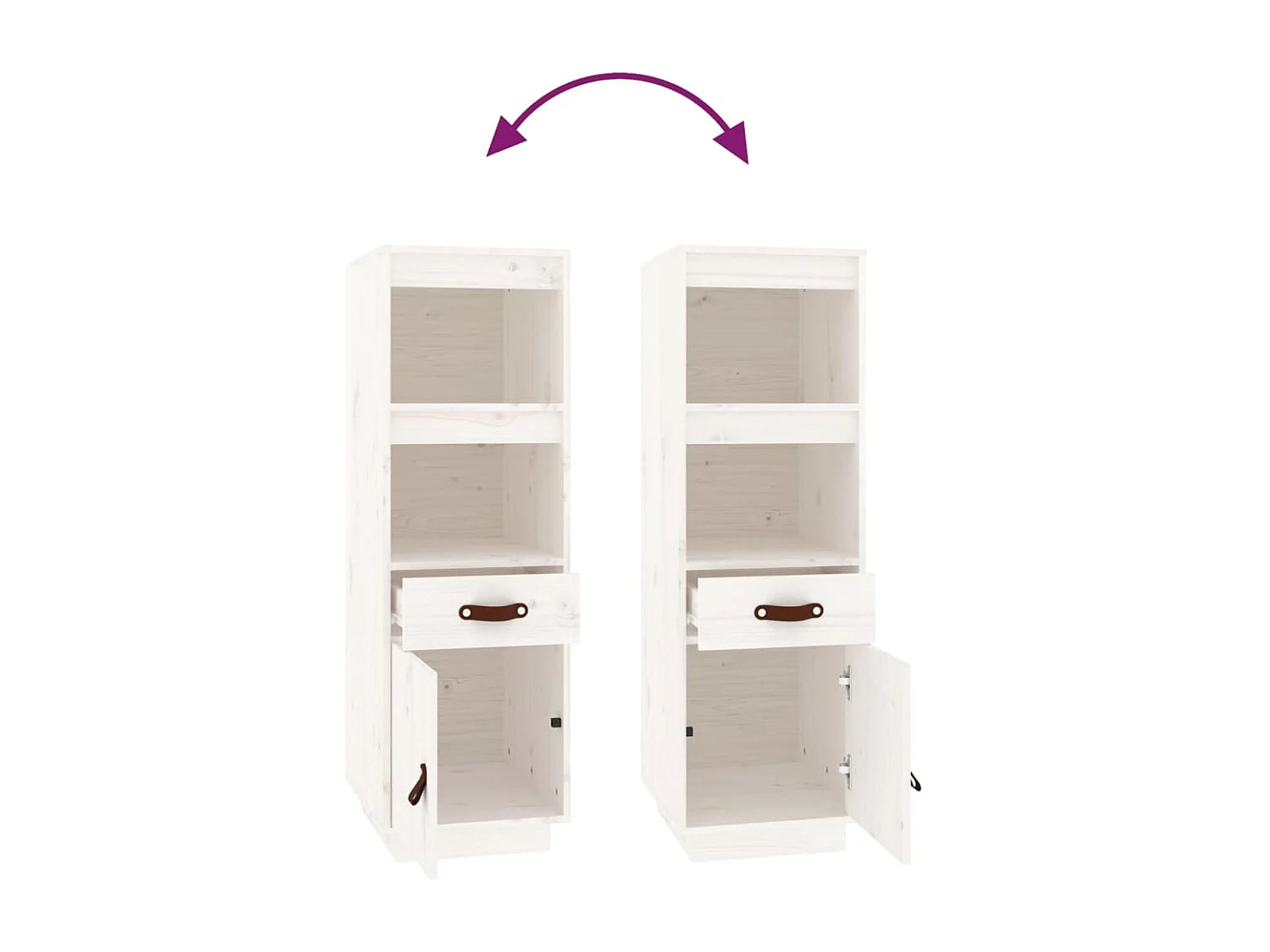Aparador cómoda cómoda armario mueble organizador cocina salón salón alto 34 x 40 x 108,5 cm madera maciza de pino blanco 02_0032434