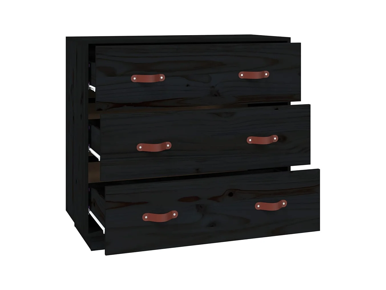 Aparador buffet cómoda armario unidad de almacenamiento organizador cocina salón salón 80 x 40 x 75 cm madera maciza de pino negro 02_0036136