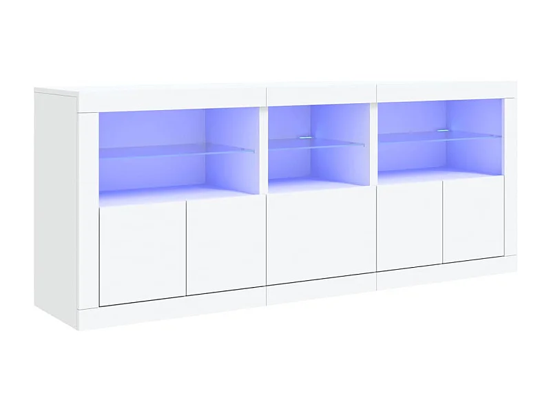 Aparador Cômoda Armário Unidade de armazenamento Organizador Cozinha Sala de estar com luzes LED 162 x 37 x 67 cm Branco 02_0029832