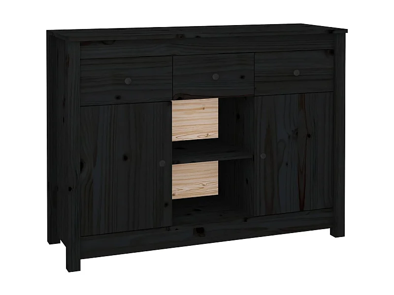 Buffet aparador cômoda armário organizador unidade cozinha sala sala 100 x 35 x 74,5 cm madeira maciça de pinho preto 02_0035794