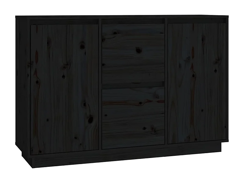 Buffet aparador cômoda armário organizador unidade cozinha sala sala 111 x 34 x 75 cm madeira maciça de pinho preto 02_0035845