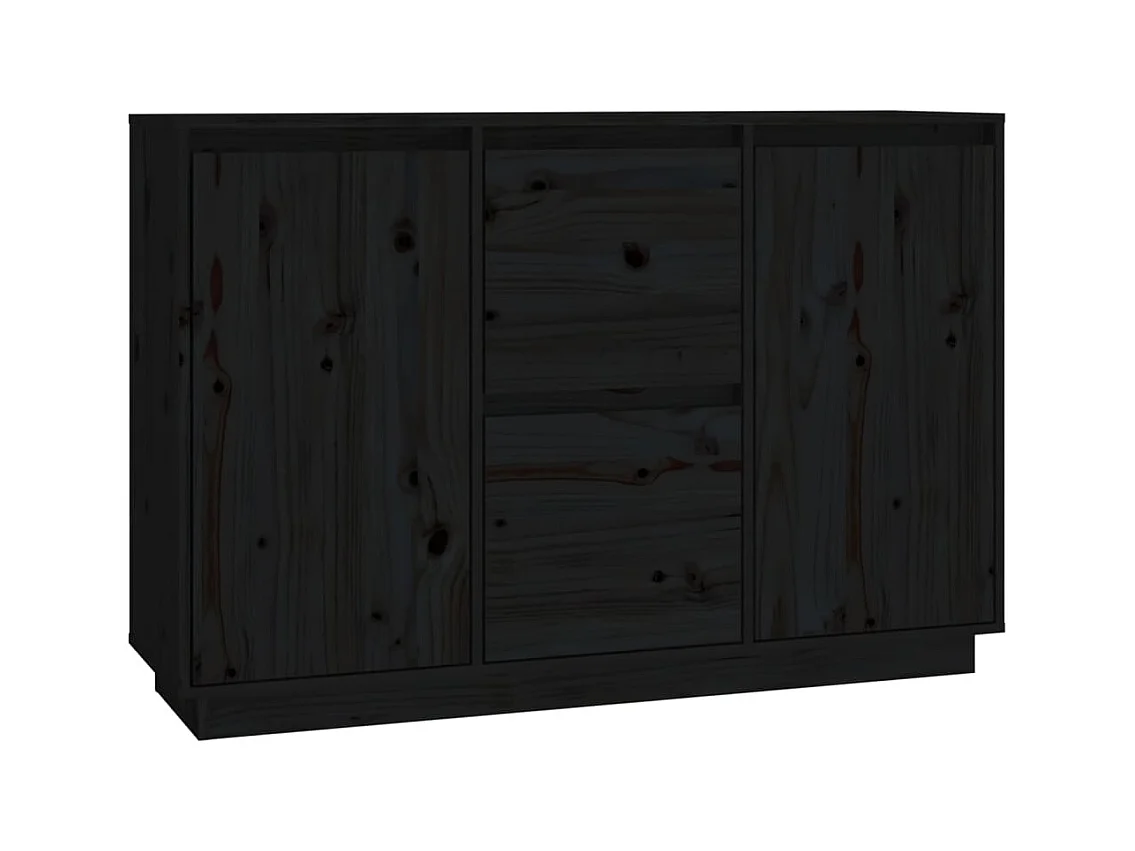 Credenza buffet cassettiera mobile contenitore organizer cucina soggiorno soggiorno 111 x 34 x 75 cm legno massello di pino nero 02_0035845