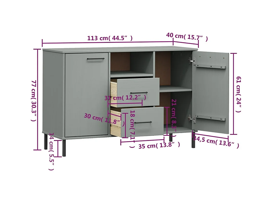 bahut commode armoire métal marron 113 x 40 x 77 cm 02_0030094