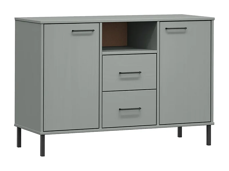 Aparador buffet cômoda armário organizador cozinha sala sala com pés de metal 113 x 40 x 77 cm madeira maciça cinza 02_0030094