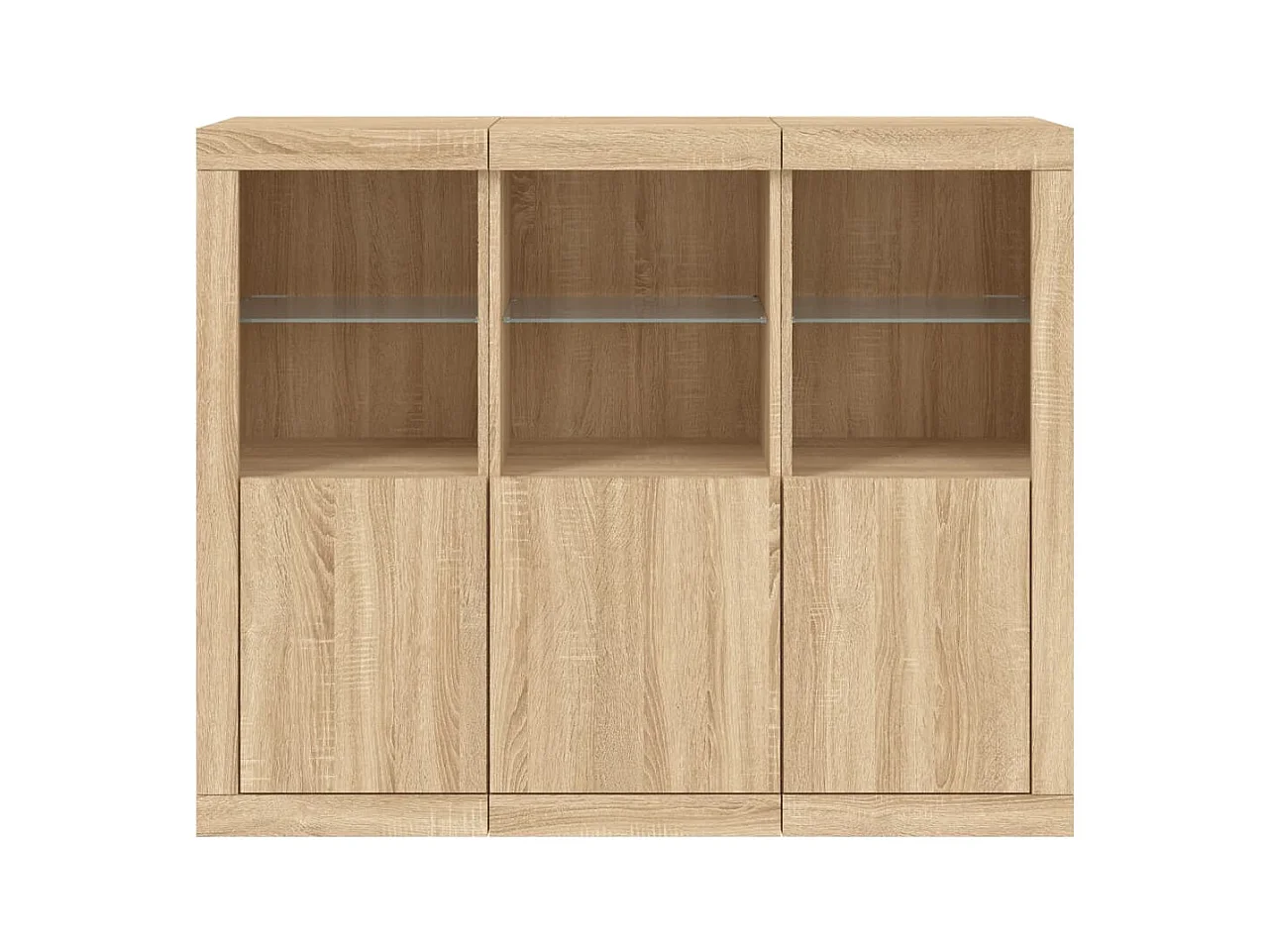 Credenza credenza cassettiera mobile contenitore organizer cucina soggiorno soggiorno con luci a LED 3 pezzi Sonoma MDF marrone 02_0037216