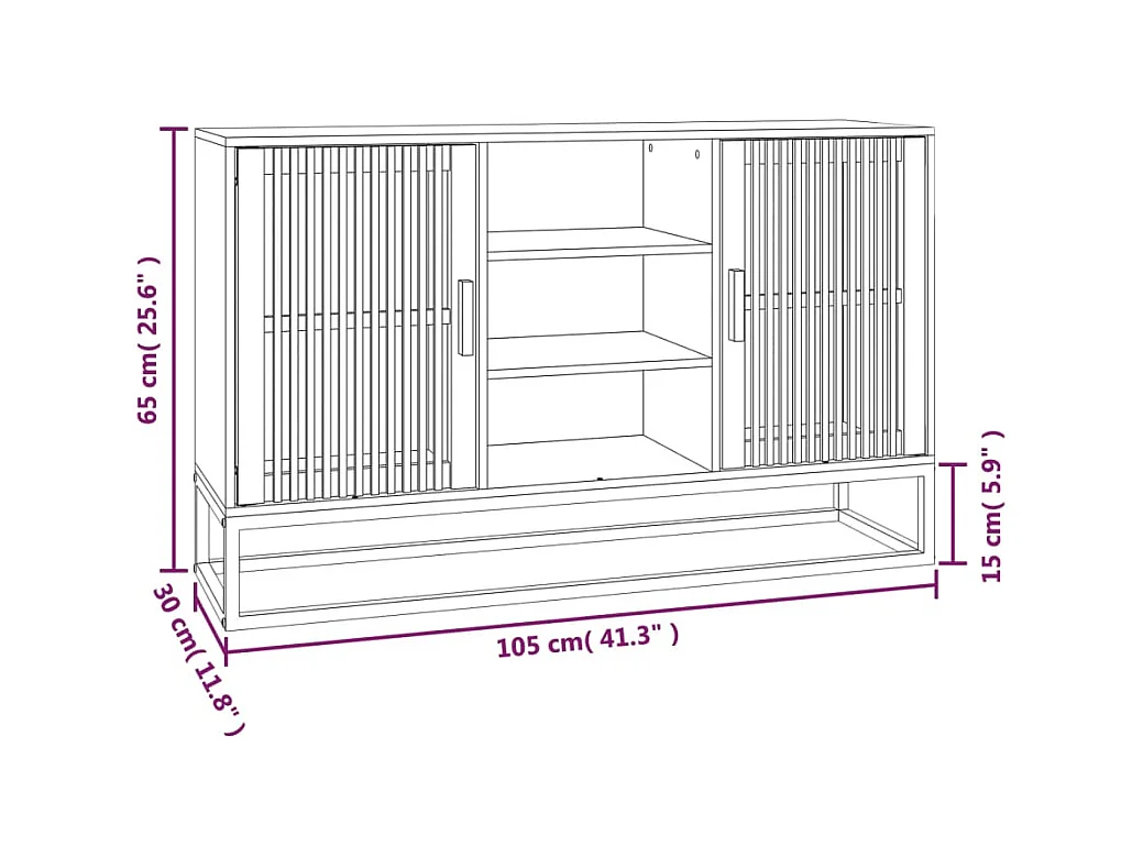 Aparador buffet cómoda mueble mueble de almacenaje organizador cocina salón salón 105 x 30 x 65 cm madera contrachapada marrón 02_0029503