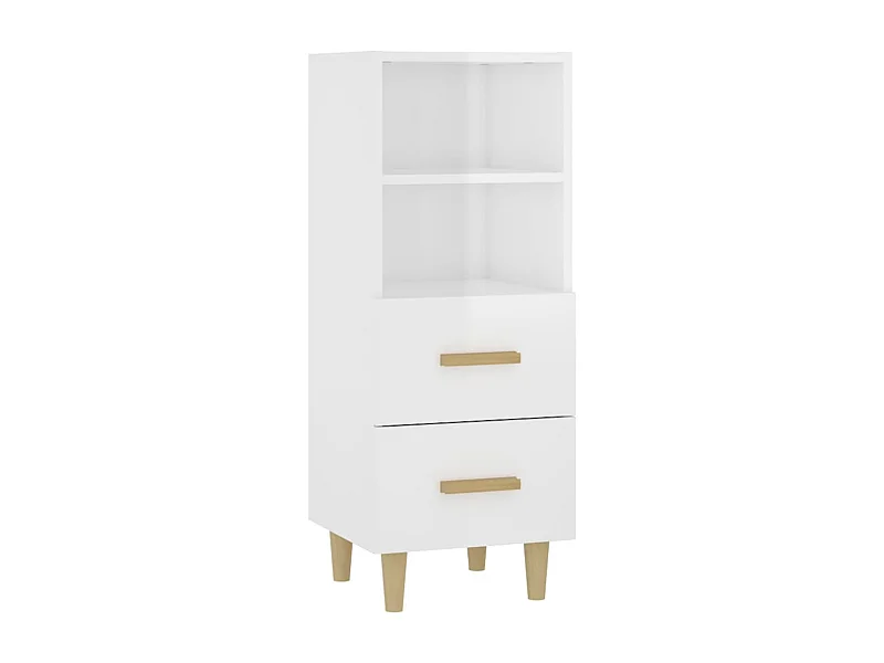 Credenza buffet cassettiera mobile contenitore organizer cucina soggiorno lucido 34,5 x 34 x 90 cm derivati ​​del legno bianco 02_0030589