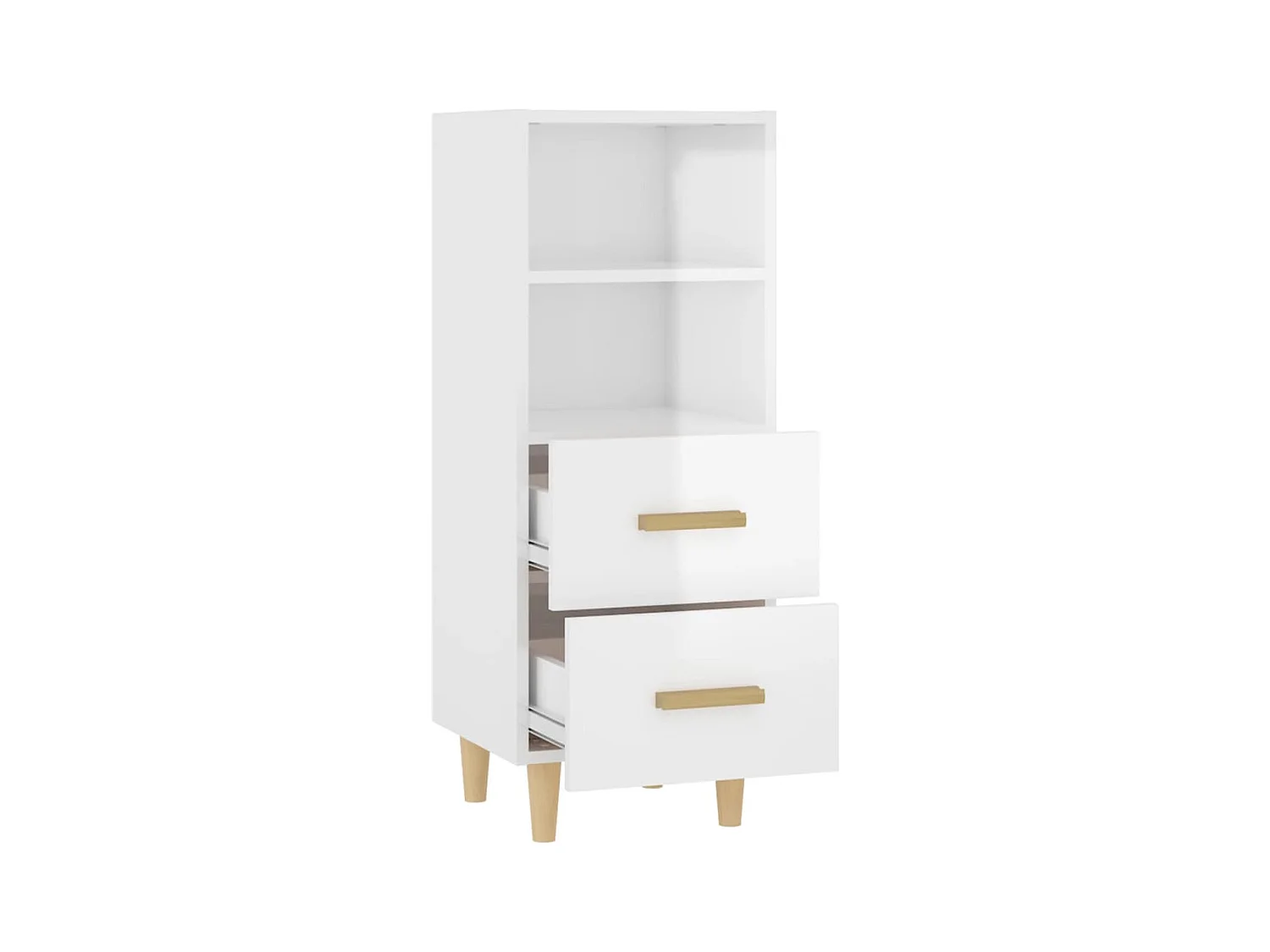 Credenza buffet cassettiera mobile contenitore organizer cucina soggiorno lucido 34,5 x 34 x 90 cm derivati ​​del legno bianco 02_0030589