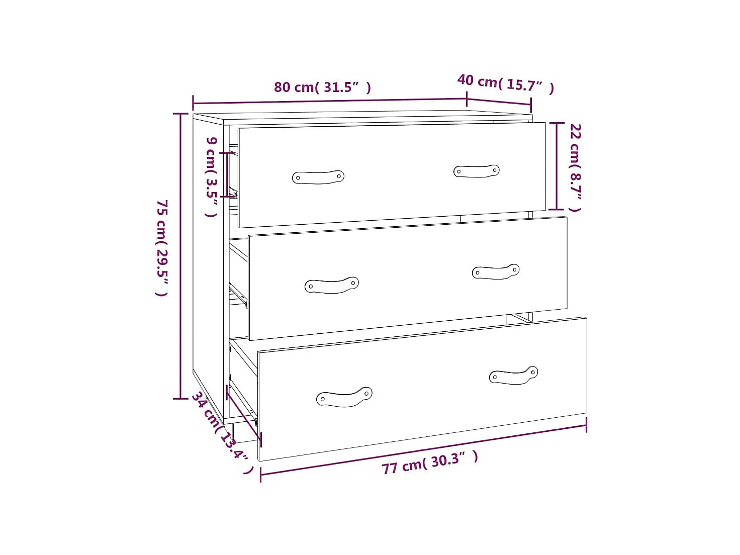 bahut commode armoire bois blanche 80 x 40 x 75 cm 02_0030518