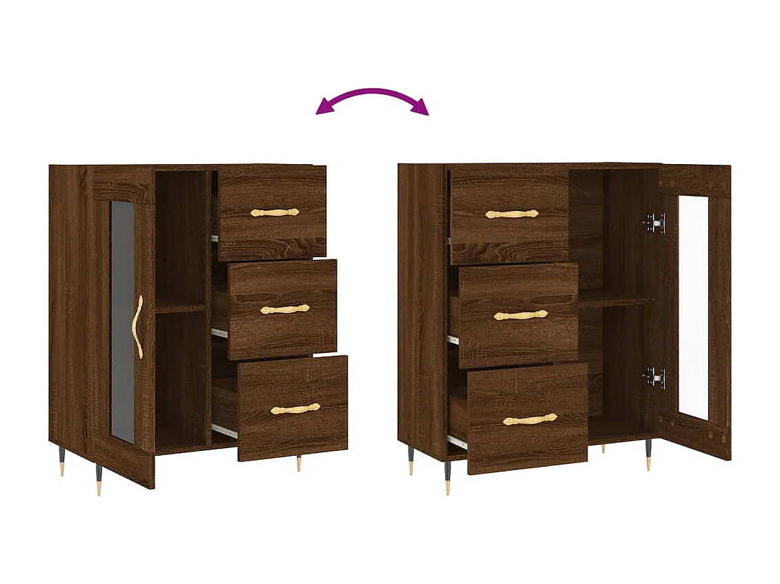 Credenza buffet cassettiera mobile contenitore organizer cucina soggiorno soggiorno 69,5 x 34 x 90 cm derivati ​​del legno marrone 02_0031329