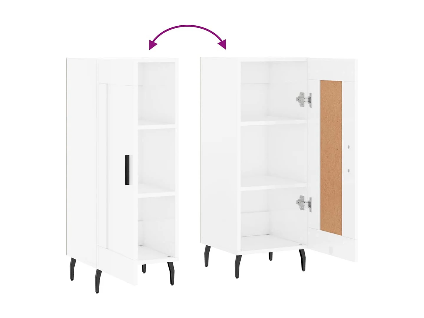 Buffet aparador cômoda armário unidade de armazenamento organizador cozinha sala brilhante 34,5 x 34 x 90 cm madeira trabalhada branca 02_0030592