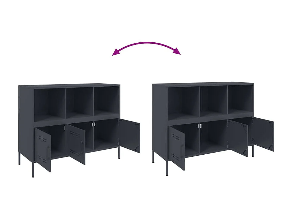 Aparador cómoda armario mueble organizador cocina salón salón 100,5 x 39 x 79 cm acero antracita 02_0029687