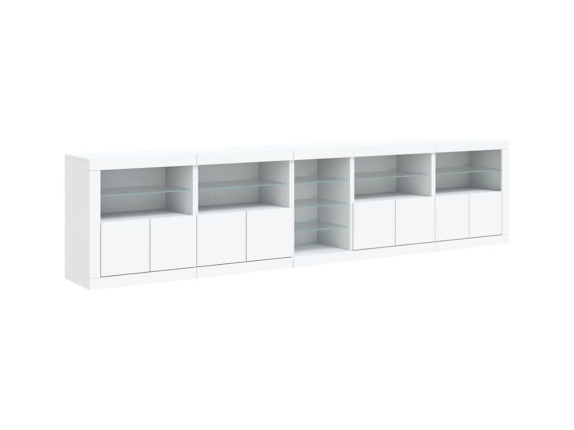 Aparador cómoda cómoda armario mueble organizador cocina salón salón con luces LED 283 x 37 x 67 cm blanco 02_0029847