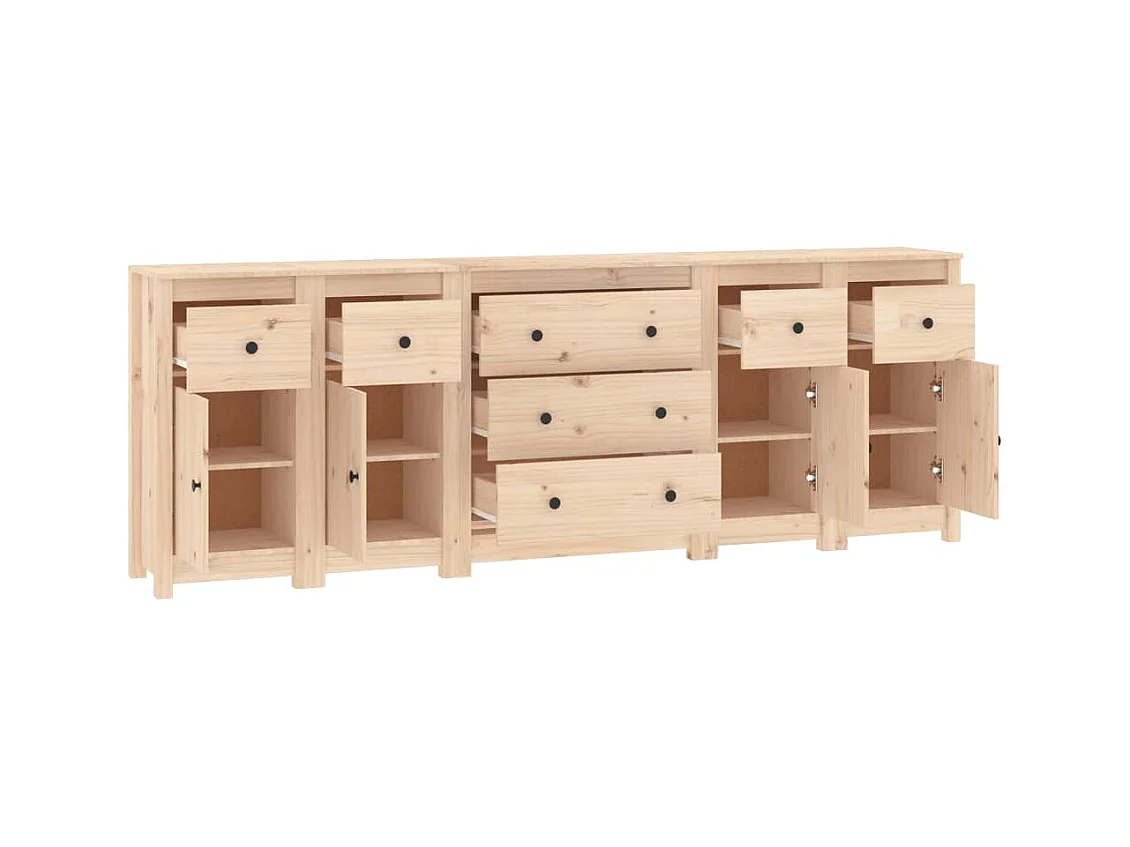 Aparador buffet cômoda armário organizador cozinha sala sala 230 x 35 x 80 cm madeira maciça de pinho marrom 02_0029567