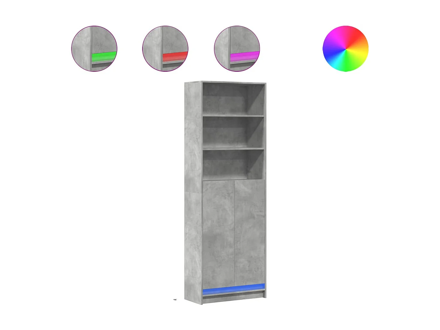 Credenza buffet cassettiera mobile contenitore organizer cucina soggiorno soggiorno alto con LED 69 x 32,5 x 200 cm multistrato grigio 02_0032221